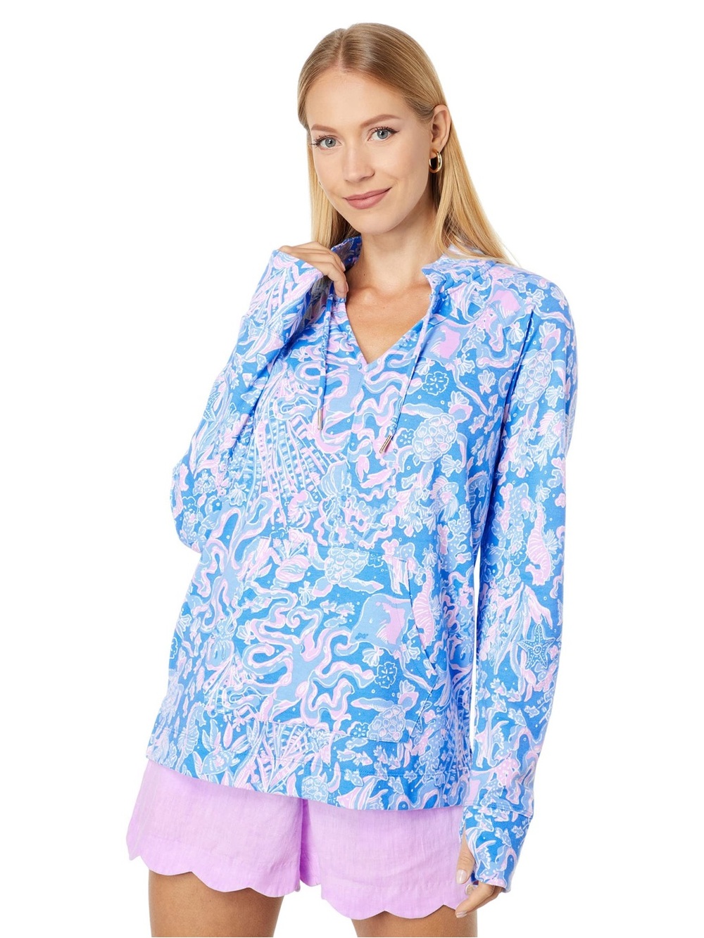 Lilly Pulitzer Cassi Popover “Boca Blue Sea What I Sea”